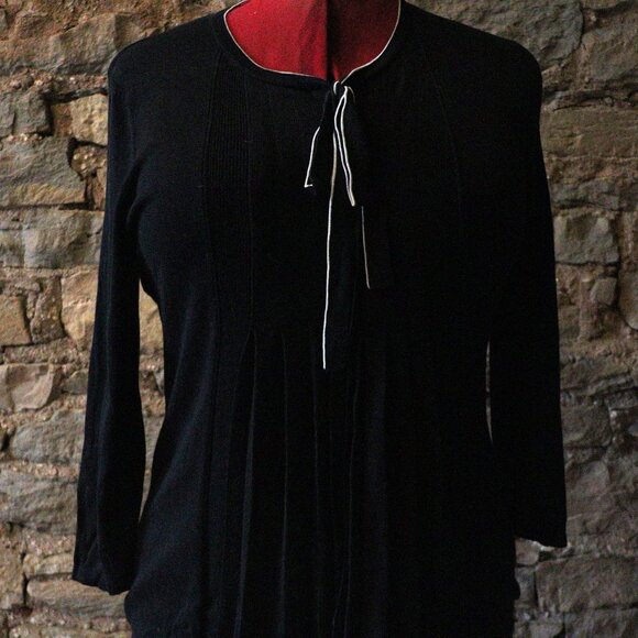 Black Cardigan with Tie Collar - Picture 1 of 2